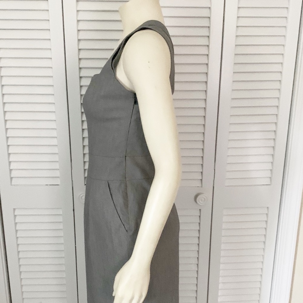 Reiss Gray Tailored Sheath Midi Dress Polished Career Workwear Size 8 - Picture 3 of 11